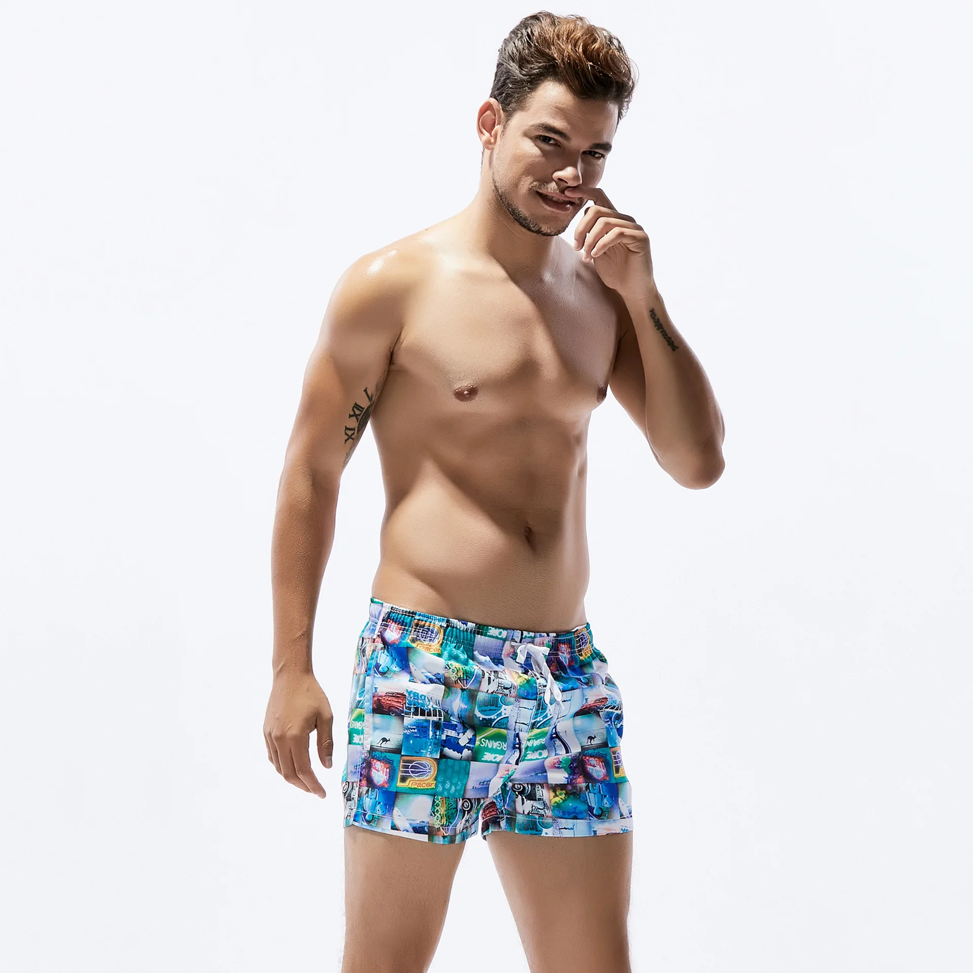 S-xl новые Seobean Цветочные мужские s обшитые мужские шорты пляжный купальник короткие мужские бермуды пляжная одежда бикини купальный костюм Быстросохнущий 858