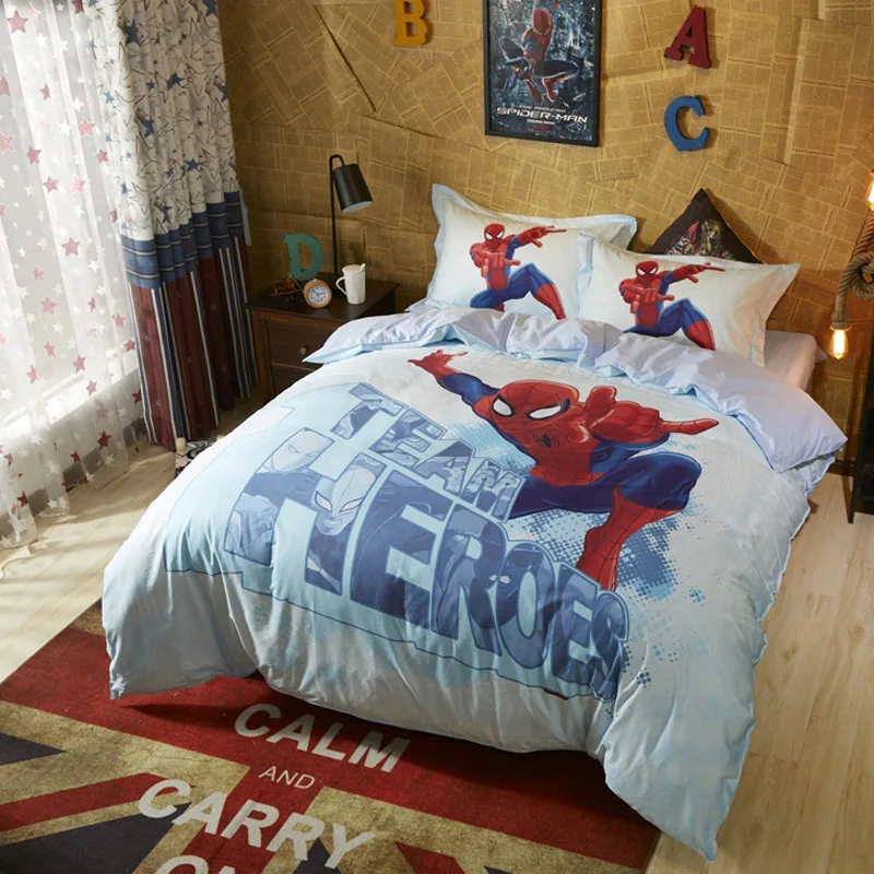 Spiderman 2 Набор постельного белья для детей с героями команды Дисней, человеком-пауком, Железным человеком, пододеяльник, наволочки, декор для спальни, постельное белье для детей, подарок для мальчиков - Цвет: Spiderman 2
