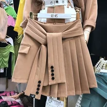 Осенняя Мини-Юбка Для Женщин, новинка, французский дизайн, Необычные брюки, юбка для девушек, Женская универсальная юбка