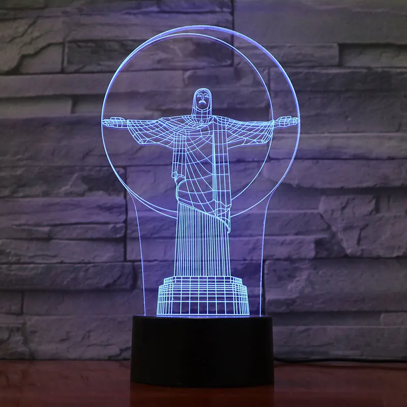 Christ The Redeemer в Бразилии 3D светодиодный светильник для детей ночные светильники подарок для детей акриловый красочный светодиодный Настольный светильник