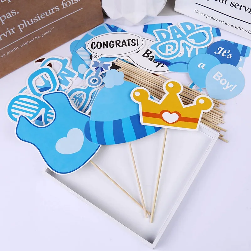 25 шт./компл. Photo Booth Baby Shower его мальчик девочка день рождения украшение для вечеринок Реквизит для фотобудки пол раскрывающий DIY