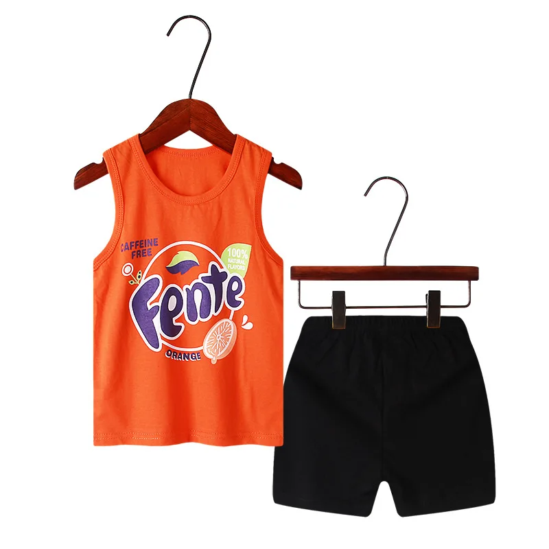 1-10 Yrs Kids Boys Clothing Sets Summer Outfits Cartoon Print Sleeveless O-Neck Cute Tank Tops with Shorts Baby Girls Pajama Set Clothing Sets luxury Clothing Sets