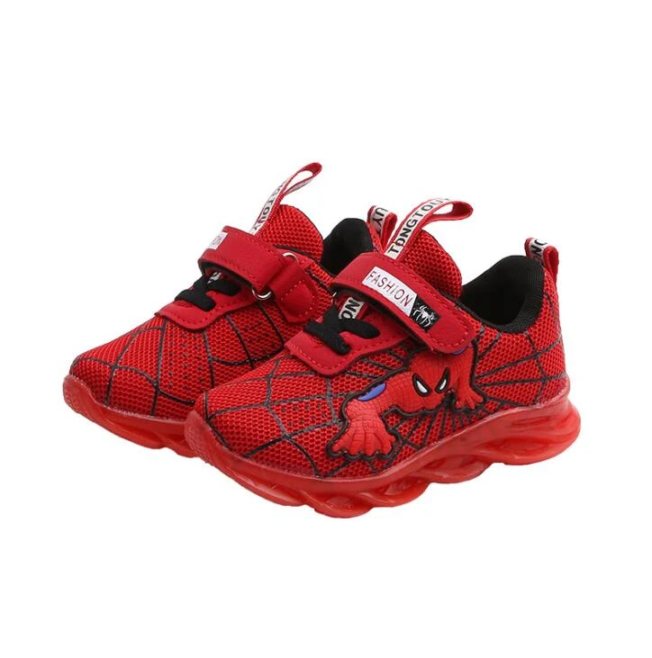 Zapatos de Spiderman para y bebés, zapatillas con luz luminosas brillantes, dibujos animados de Spider man|Zapatillas deportivas| - AliExpress