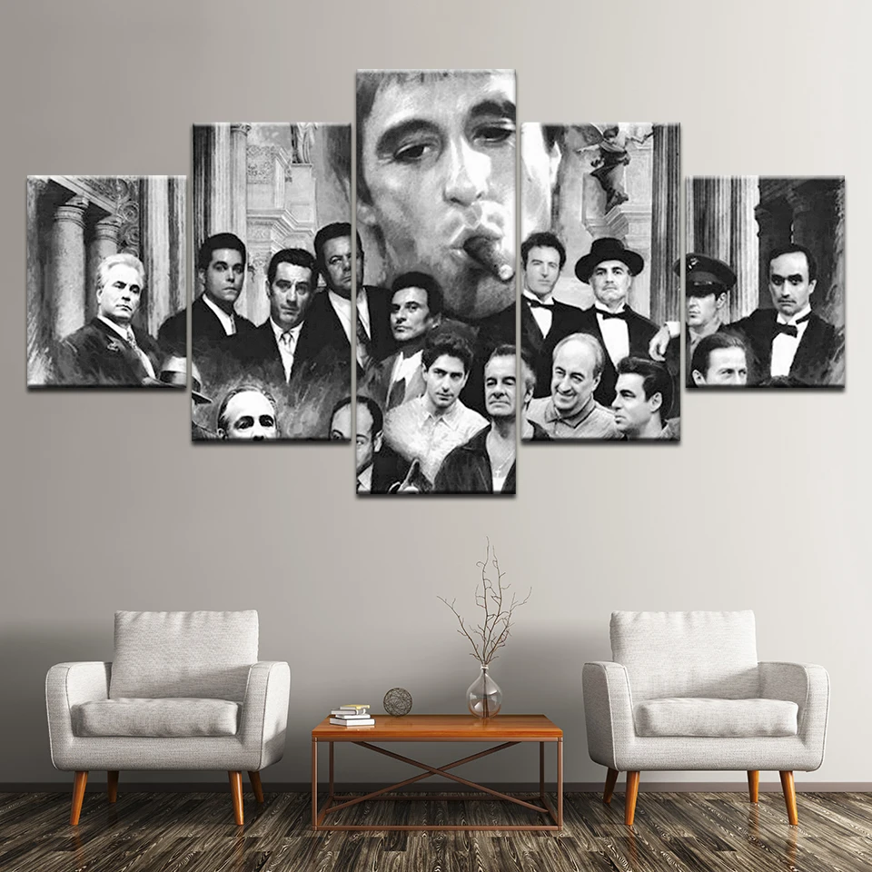 Goodfellas Godfather Scarface холст живопись Sopranos 5 шт. художественная роспись для постера