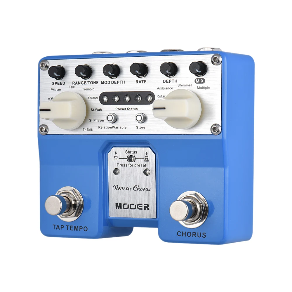 

Reverie Chorus Guitar Effect Pedal 5 Chorus Modes 8 Enhancing Effects Tap Tempo Function with Dual Footswitches