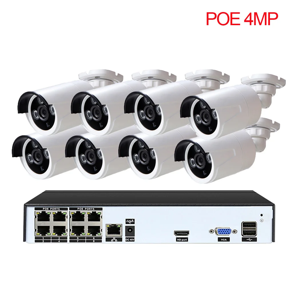 LOFAM 8CH система безопасности камеры POE наружная ip-камера система наблюдения POE NVR комплект 2MP 4MP 5MP водонепроницаемая система безопасности - Цвет: 4MP IP Cameras