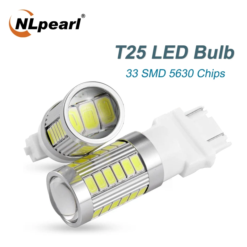 

NLpearl 2x Signal Lamp 3156 LED Canbus Bulb 12V 33-SMD T25 LED 3157 P27/7W Car Brake Tail Lights Reverse Light White Red Yellow