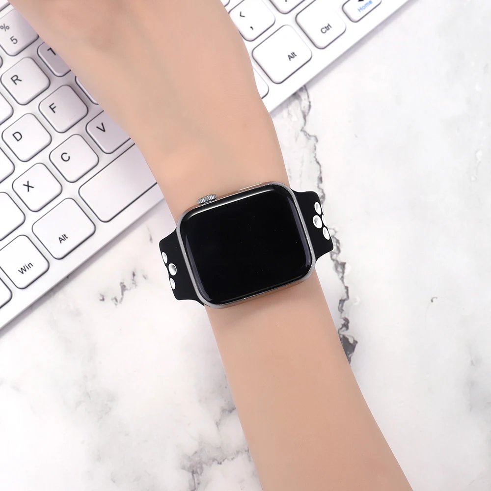 Silicone Strap For apple Watch band 44mm 42mm 40mm 38mm Breathable Accessories Sport watchband bracelet iWatch se 76543 45mm41mm