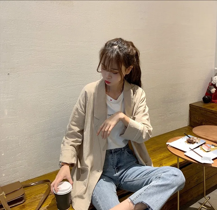 

Spring 2019 New Style WOMEN'S Dress Students Casual Thin Small Suit Online Celebrity Laziness-Style Korean-style Coat Photo Shoo
