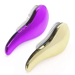 1pc Anti-static Hair Brush Massage Comb Detangling Hair Brushes Electroplate Shower Massage Wet Hairbush Salon Hair Styling Tool