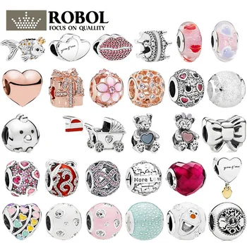 

PBD ZZ 21 925 Sterling Silver Charm Beads with Original LOGO High version Beautiful Red Cut Crystal Charm Bubble Model Charm