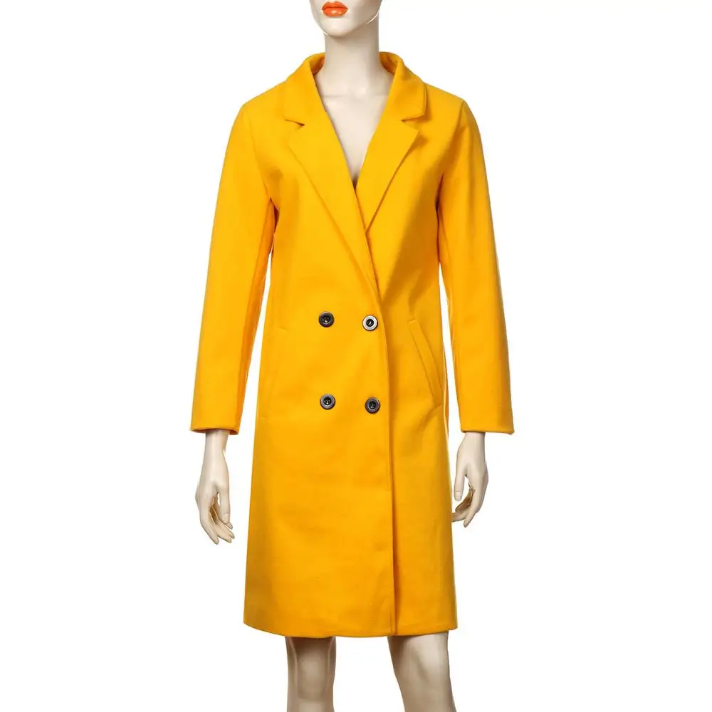 OEAK зимние женские куртки с длинным рукавом, модные куртки с отложным воротником, пальто из смешанной ткани, женские теплые шерстяные куртки