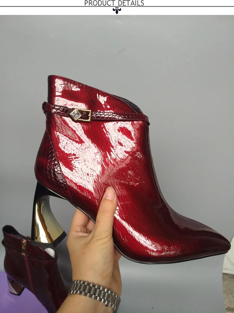 ZVQ/ г. Новые осенние модные пикантные ботильоны женская обувь из натуральной кожи с острым носком на высоком каблуке, большие размеры Прямая