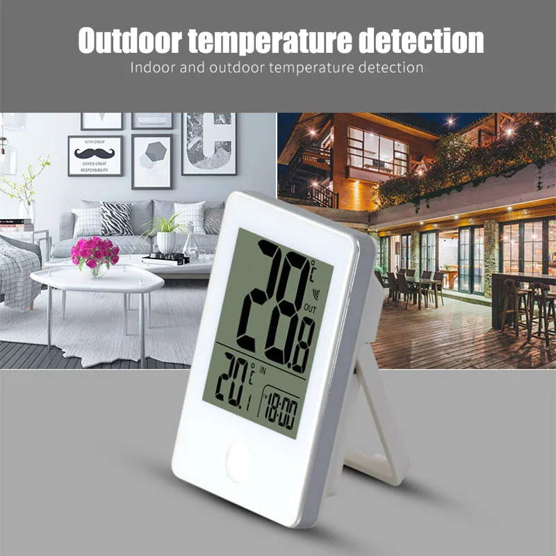 

Digital Clock Indoor Outdoor Thermometer Wireless Electronic Thermometer _WK