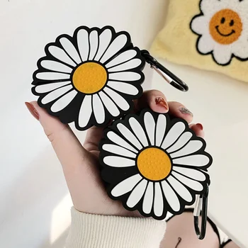 

Cute 3D Daisy Flower Earphone Case For Apple AirPods Pro 3 Bluetooth Headset Soft Silicone Cover With Hook For AirPods 3
