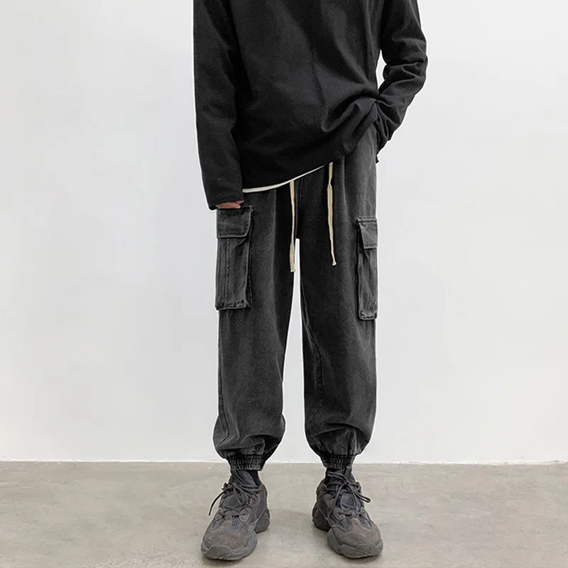 ICCLEK Plus Size Jeans Men's Fall/winter Straight-leg Pants Loose-fitting Pants Fashion Men's Clothing Patchwork Jeans