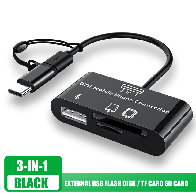 in1 Micro USB Type-C OTG Universal Expansion Card Reader Multi-function Card Reader TF/SD/U Disk/mobile Phone Camera Adapter