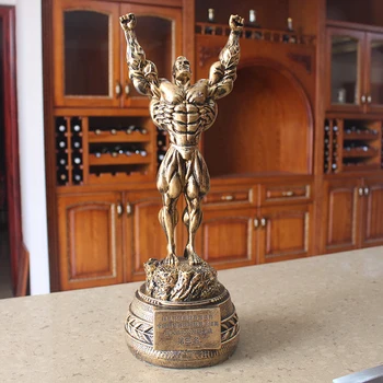 

Logo Fitness Muscle Men's Decoration Bodybuilding Sports Competition Trophy Champion Statue Sculpture Gym Decorations Statue