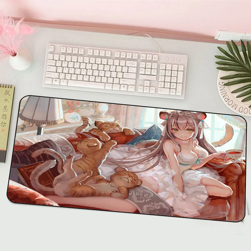 

XGZ sexy anime girl XXL mouse pad large player keyboard accessory pad office household carpet pad non-slip rubber pad400x900x2mm