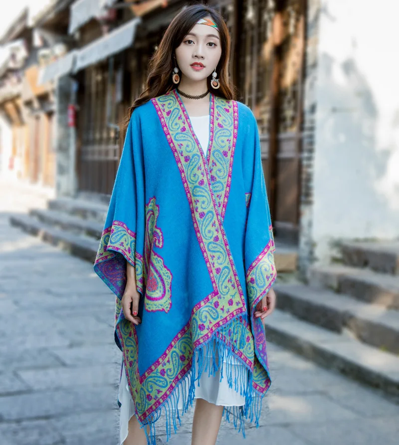 

2019 New Fashion Winter Warm Nepal Ponchos And Capes For Women Oversized Shawls and Wraps Cashmere Pashmina Female Bufanda Mujer