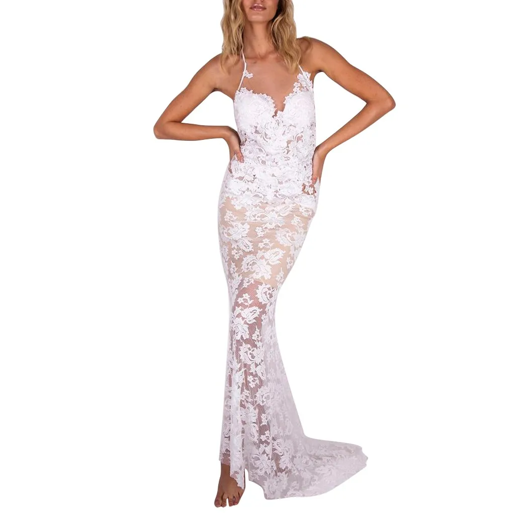 Новое женское длинное платье сексуальное с глубоким v-образным вырезом повседневное вечернее платье без рукавов с открытой спиной белые платья праздничная одежда Vestidos#3 - Цвет: Color 1