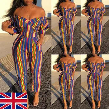 

High Waist Women Sexy Off Shoulder Jumpsuit Playsuit Ladies Summer Casual Pants Romper Feamle Chic Trousers