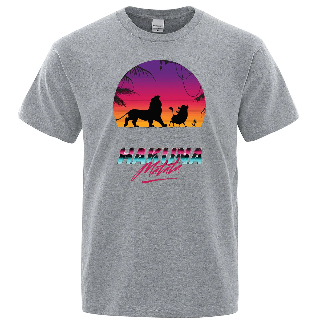 Футболка с принтом короля льва Симбы из мультфильма Hakuna Matata, летняя модная мужская футболка, крутая хлопковая футболка, повседневные мужские топы - Цвет: gray 6