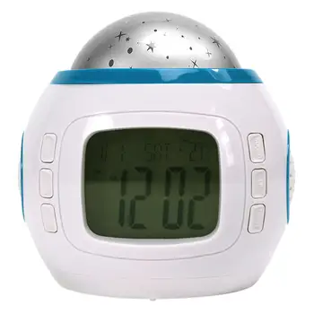 

Alarm Clocks Night Light Projector Lamp Bedroom Alarm Clock With Music for Kid Christmas Gift White
