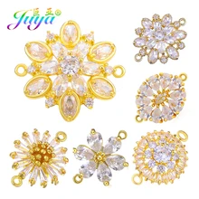 Juya ювелирные изделия ручной работы материал поставки золото/серебро кубический цирконий цветок Шарм Разъемы для DIY Браслеты Изготовление сережек