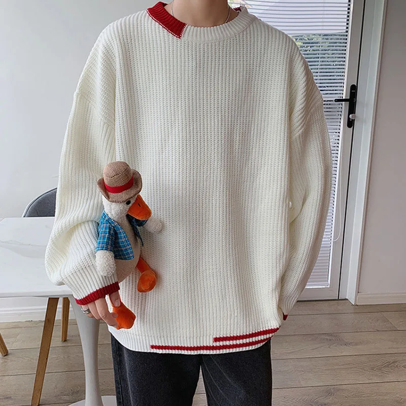 

Autumn Men's Sweater Oversize Plus Size Crewneck Pullovers Korean Fashion Streetwear Men Sweater Warm Winter Clothes Casual 2020