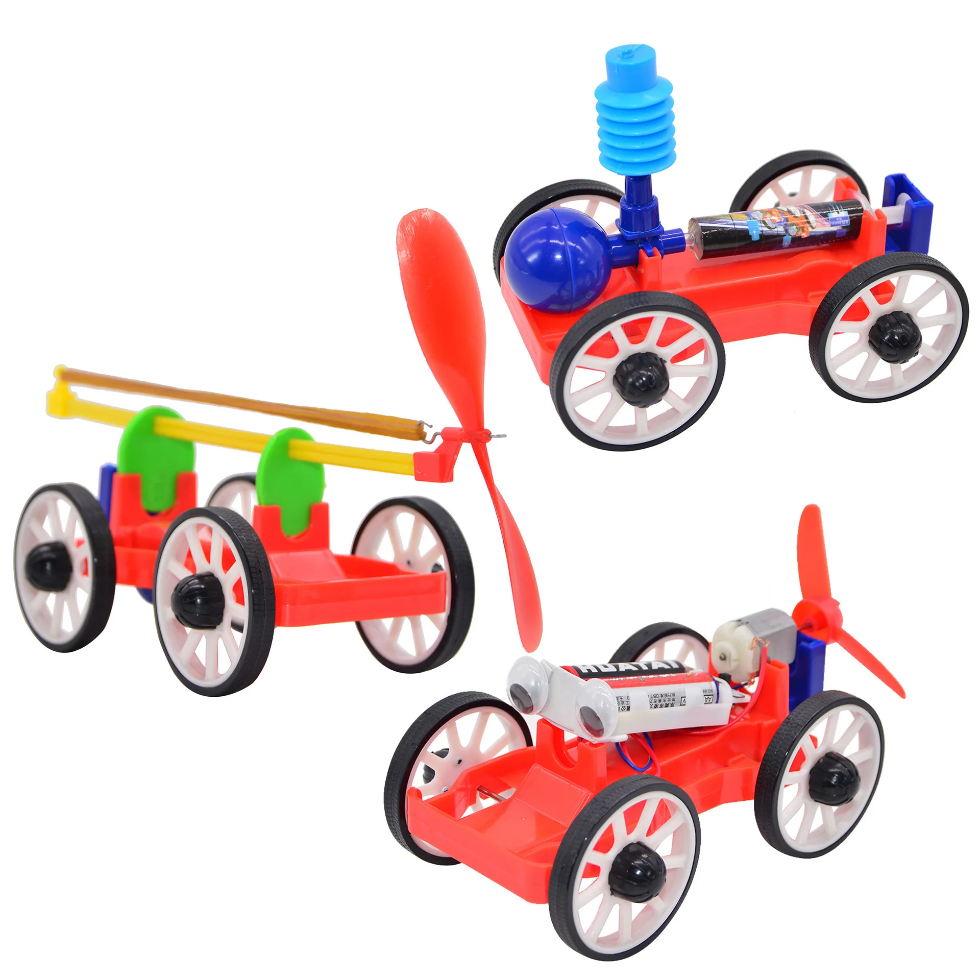 

3IN1 DIY Wind Power Speed Car Model ABS Electric Science Experiments Kit Preschool Kindergarten Stem Education Toys for Kid Gift