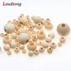 Laudsong 10-40mm Big Hole Natural Wooden Beads Round Ball Loose Spacer Beads For Jewelry Making DIY Bracelet NecklaceSsupply ► Photo 3/6