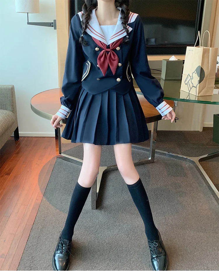 Аниме Hell girl Косплей Костюм Hell Girl Devil Love Косплей Костюм JK Студенческая Униформа Костюм Моряка