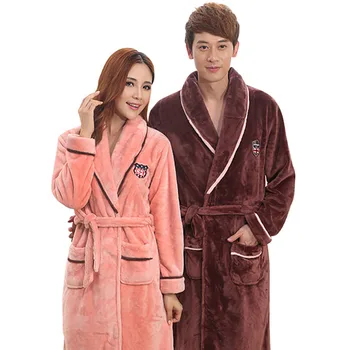 

Flannel pajamas for men and women bathrobes thickened coral pajamas