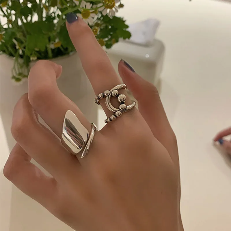 Silver Rings Silver Ring Silver Smooth Rings for Women Vintage Geometric Handmade Jewelry Gift