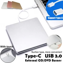 Usb 3.0 + TYPE-C DVD-ROM cd rw CD-ROM player toque externo dvd gravador de unidade óptica para macbook computador portátil windows
