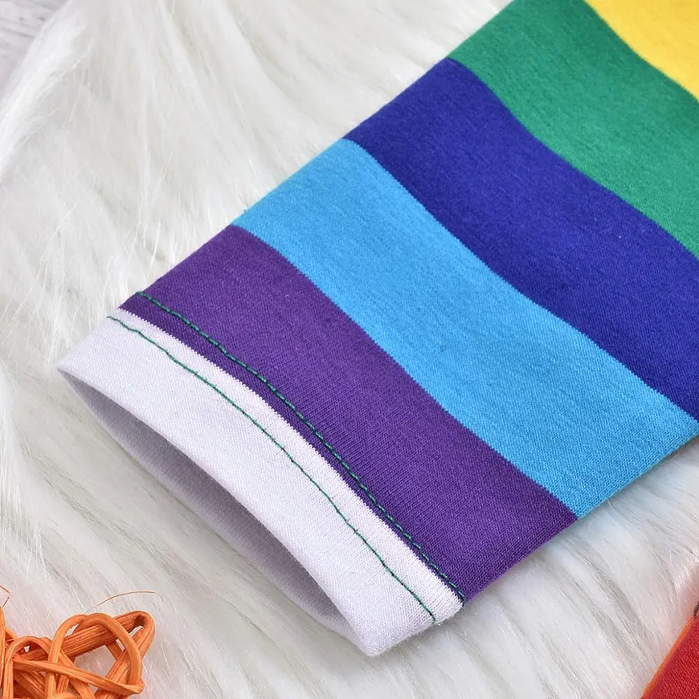 Футболка с короткими рукавами и принтом радуги для маленьких мальчиков и девочек; летний топ; 5 шт./лот