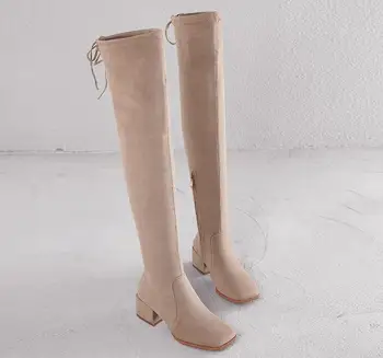 

2019 autumn and winter new retro platform boots over the knee thin stretch boots women's boots