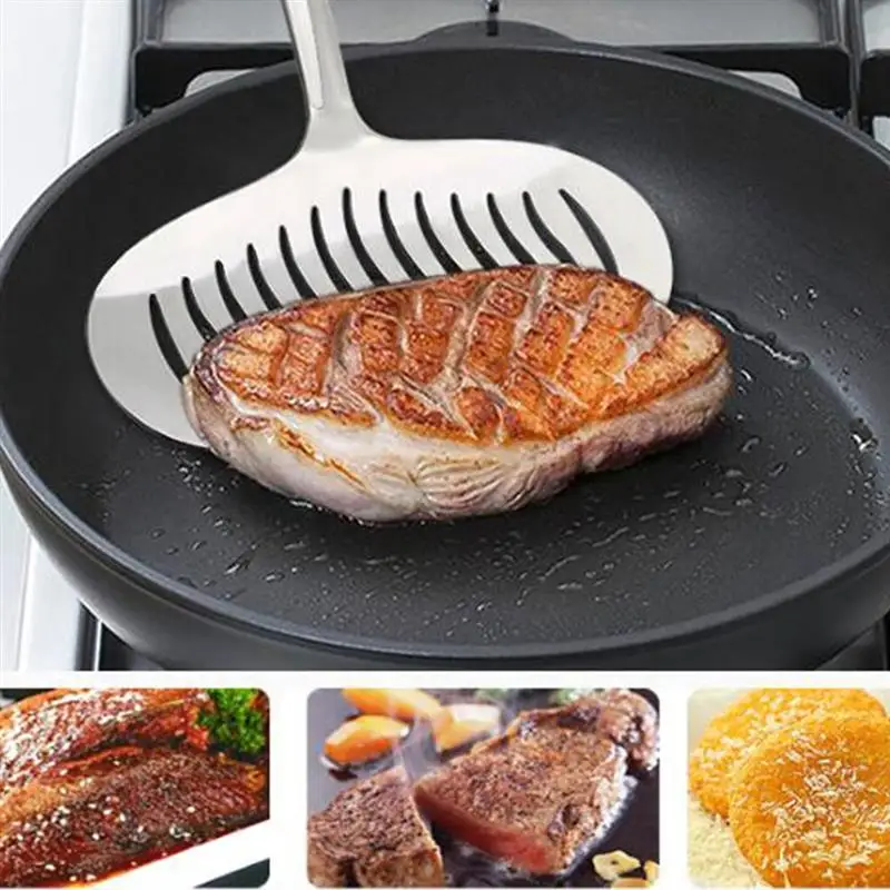Widen Stainless Steel Fried Fish Spatula Pizza Steak Slotted Turner Shovel Kitchen Cooking Utensils for Home Restaurant