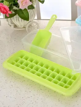 

Freezer 33 Grids Ice Cube Storage Bin with Spoon Ice Mold Container
