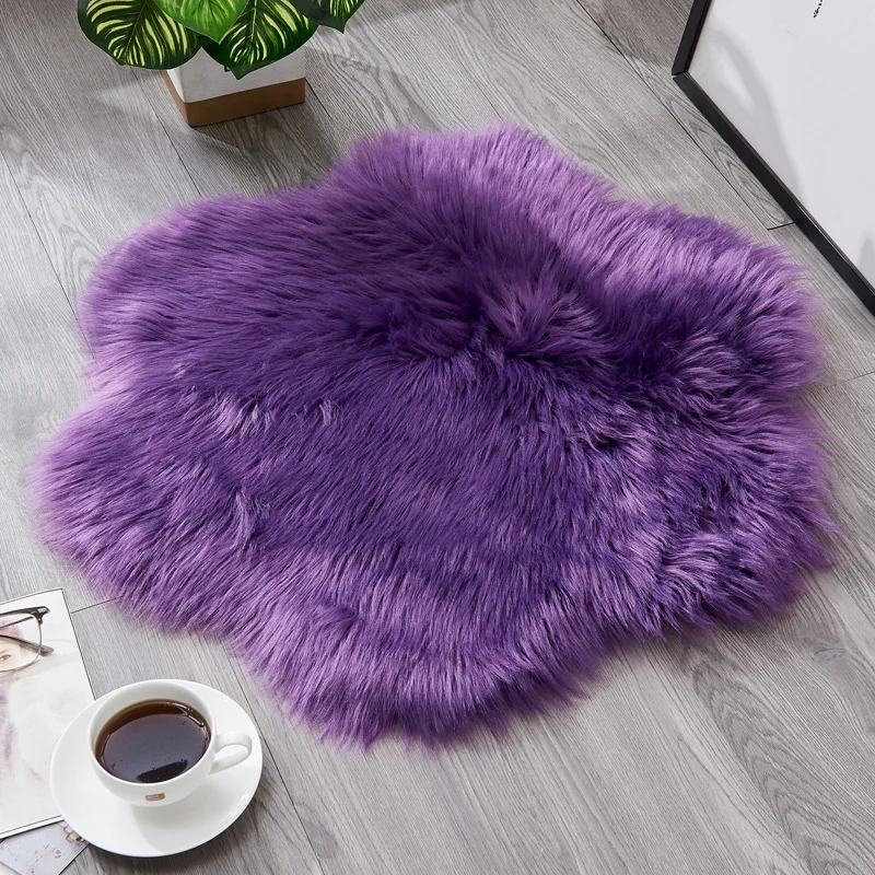 purple Пушистый необычный ковер для гостиной, домашний декор, напольный коврик, Цветочные ковры из искусственного меха, плюшевые коврики для спальни, мохнатый ковер - Цвет: purple