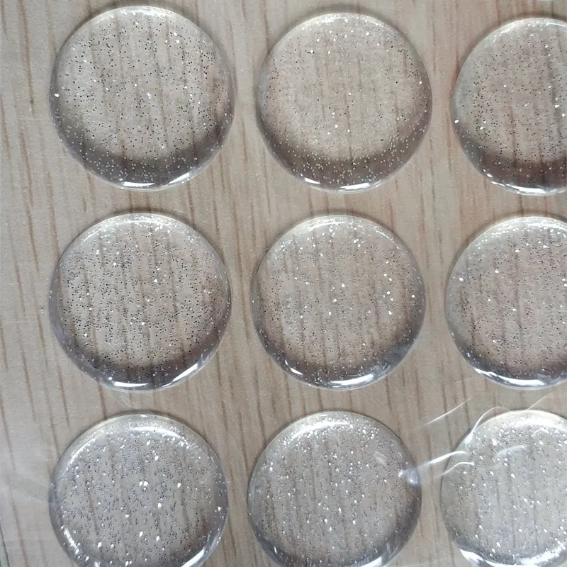 100 круглые 3D Прозрачные эпоксидные клеящиеся кольца, наклейки на крышки из смолы, резиновые кольца, наклейки на крышки, полимерные пластыри, ручные наклейки, сделай сам, колпачки на бутылки в горошек - Цвет: Silver powder Flash