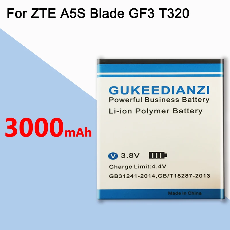 GUKEEDIANZI аккумулятор для мобильного телефона Li3818T43P3h665344 для zte TWM AMAZING A5S Blade GF3 T320 3000 мАч Сменные Аккумуляторы