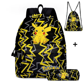 

Anime Pikachu 3D Printing Backpack For Boys&Girls Cartoon Kids School 3pcs/Set Daypack Casual Mochila Rugzak