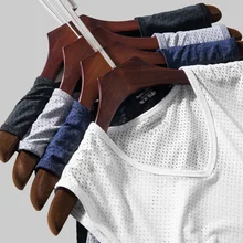 Вискоза выдалбливают мужской жилет мужские летние быстросохнущие сетки отверстие Молодежные спортивные барьеры без рукавов Нижнее Белье Базовые Футболки