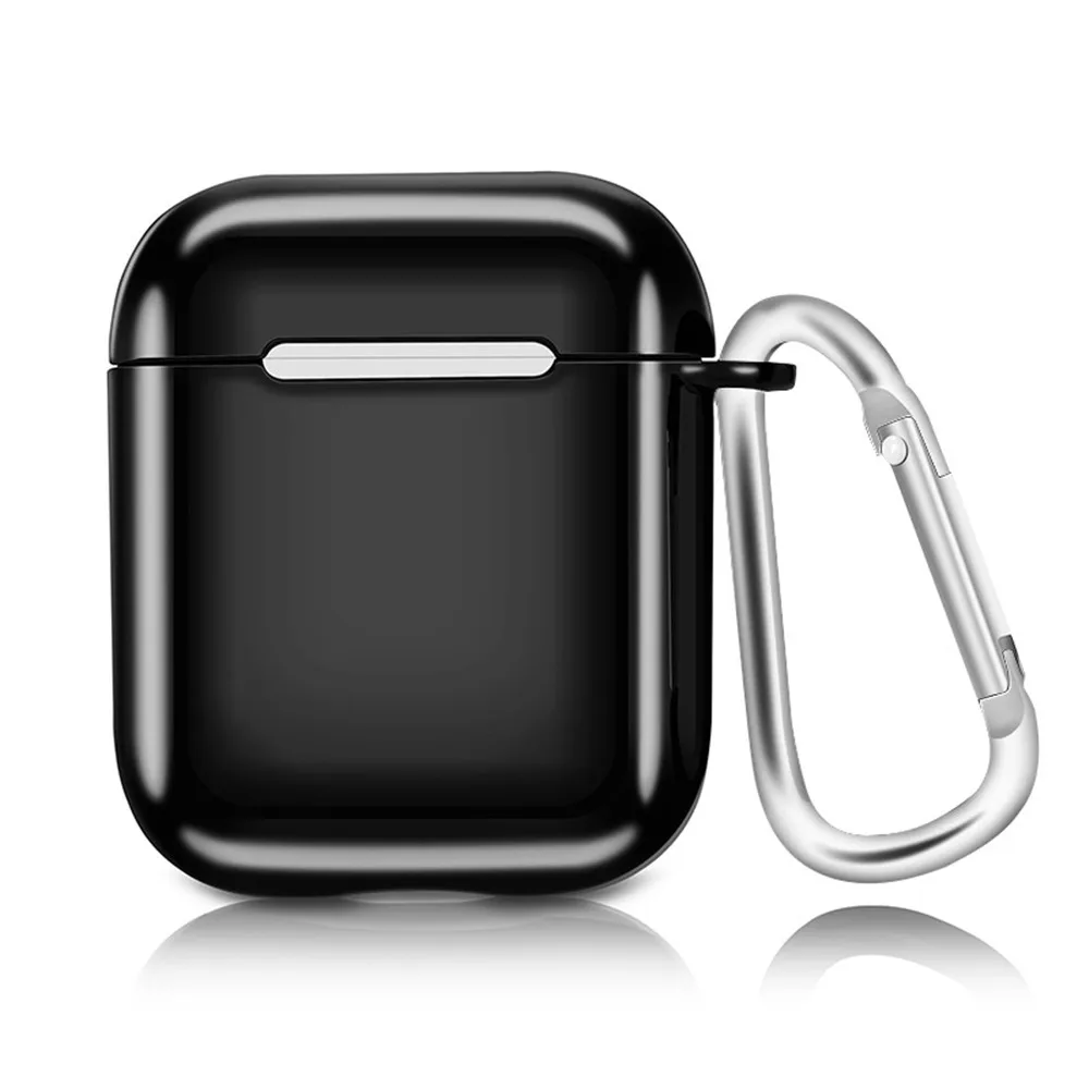 1 шт., Раздельный ультра тонкий чехол для наушников, чехол для Apple Airpods 1, 2, Gen, сплошной цвет, покрытие, бампер, ударопрочный защитный чехол, чехол - Цвет: black
