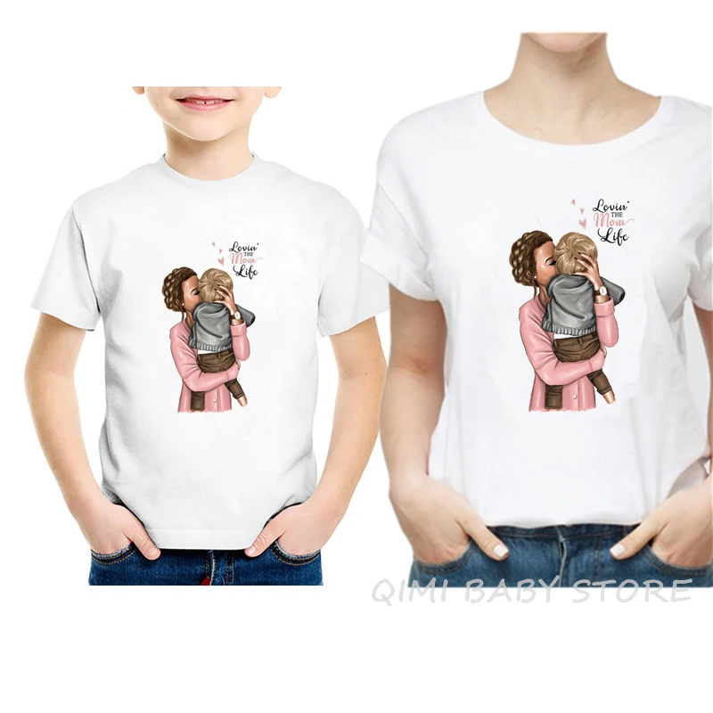 Модная Одинаковая одежда с принтом «любовь» для мамы и принцессы; Семейные комплекты; одежда для мамы и дочки; летние женские футболки; топы - Цвет: A11-White