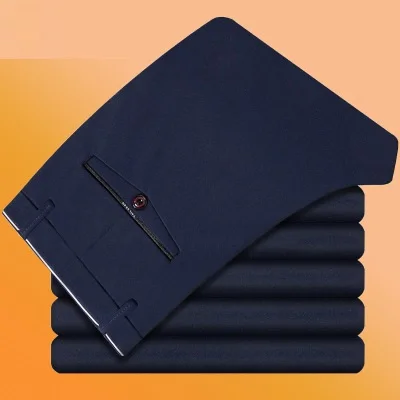 NAVY BLUE Большие размеры 48, 50, 52, 6XL, 7XL, 8XL, 9XL, 10XL, мужские брюки, строгие прямые брюки, осенние брюки, деловые темно-синие брюки - Цвет: NAVY BLUE