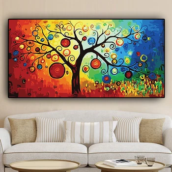 

1 Piece Tree of Life Money Tree Abstract Oil Painting Canvas Scandinavian Posters and Prints Wall Art Picture for Living Room