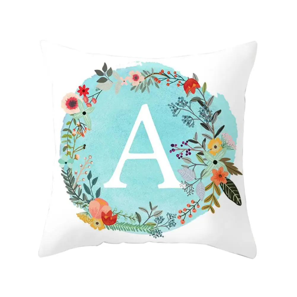 

Alphabet Wreath Pattern Pillow Case Cushion Cover Sofa Car Cafe Office Decor Alphabet & Wreath Design Soft Washable home decor